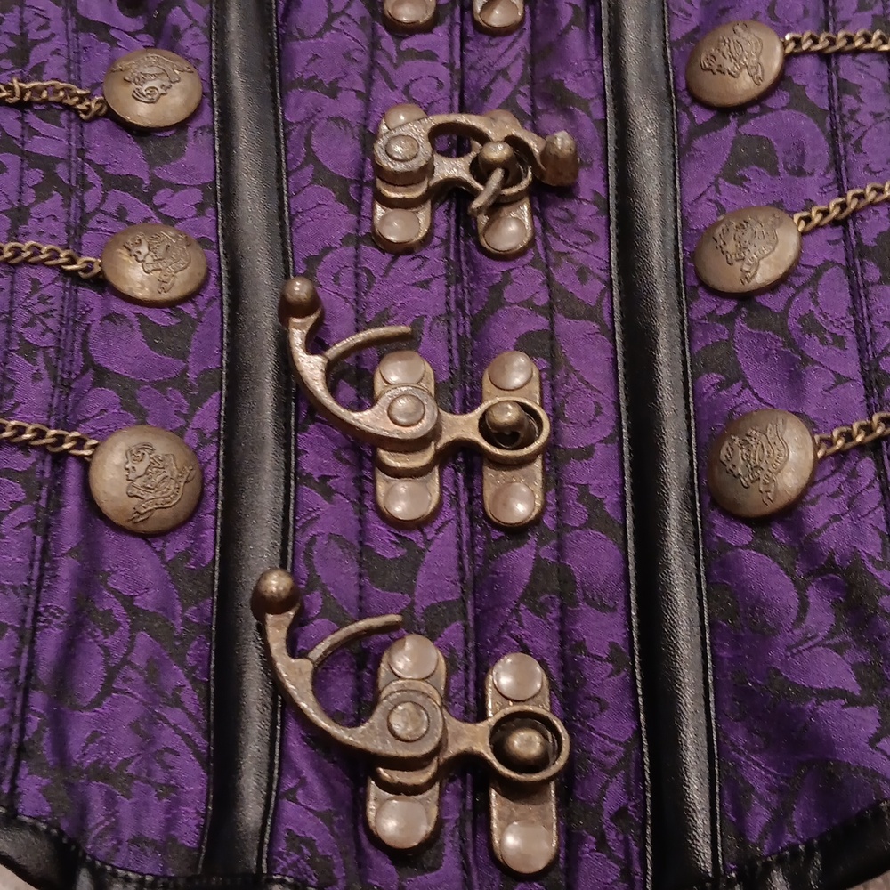 Corset Story Purple Steampunk Corset With Chains - Picture 11 of 16